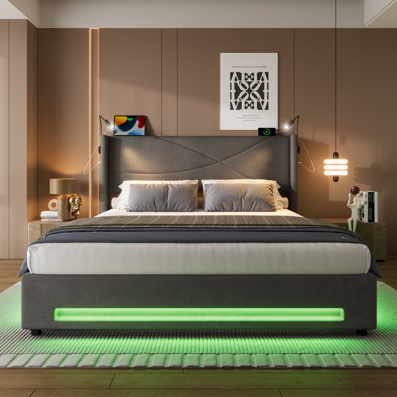 Upholstered Ottoman Storage Bed, Kingsize (5'), Dark Grey