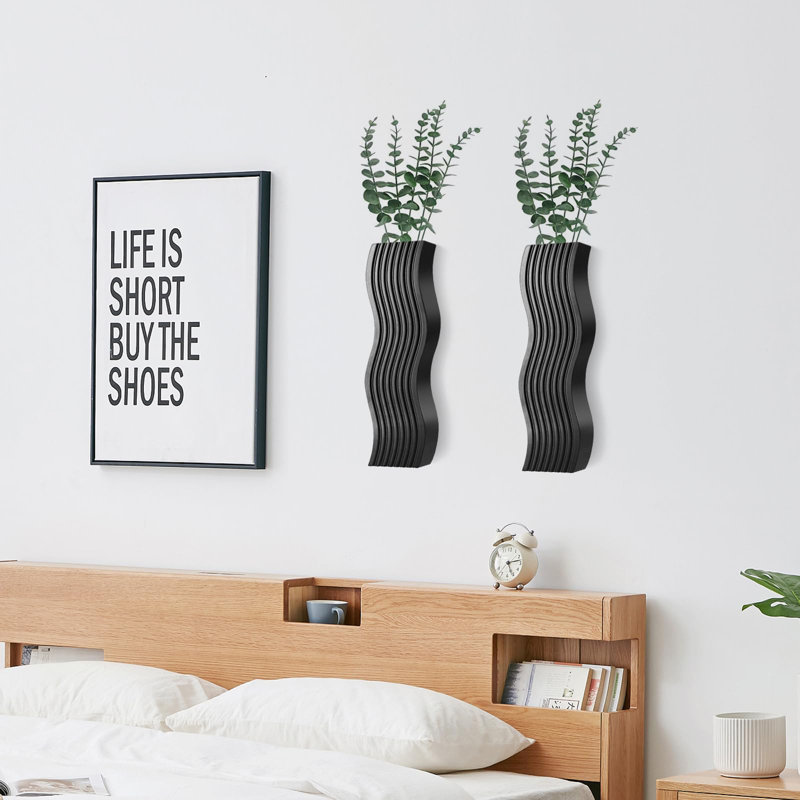 Ensemble de 2 pots à fleurs muraux en bois pour plantes d'intérieur, pot à fleurs moderne pour salle de bain, cuisine, salle à manger, salon, décoration murale