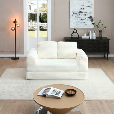 Canapé-lit pliant convertible 2-en-1, canapé-lit en velours côtelé moderne avec 2 * coussins, causeuse modulaire rembourrée et désossée avec lit escamotable Futon, canapé modulaire pliant pour le salon beige