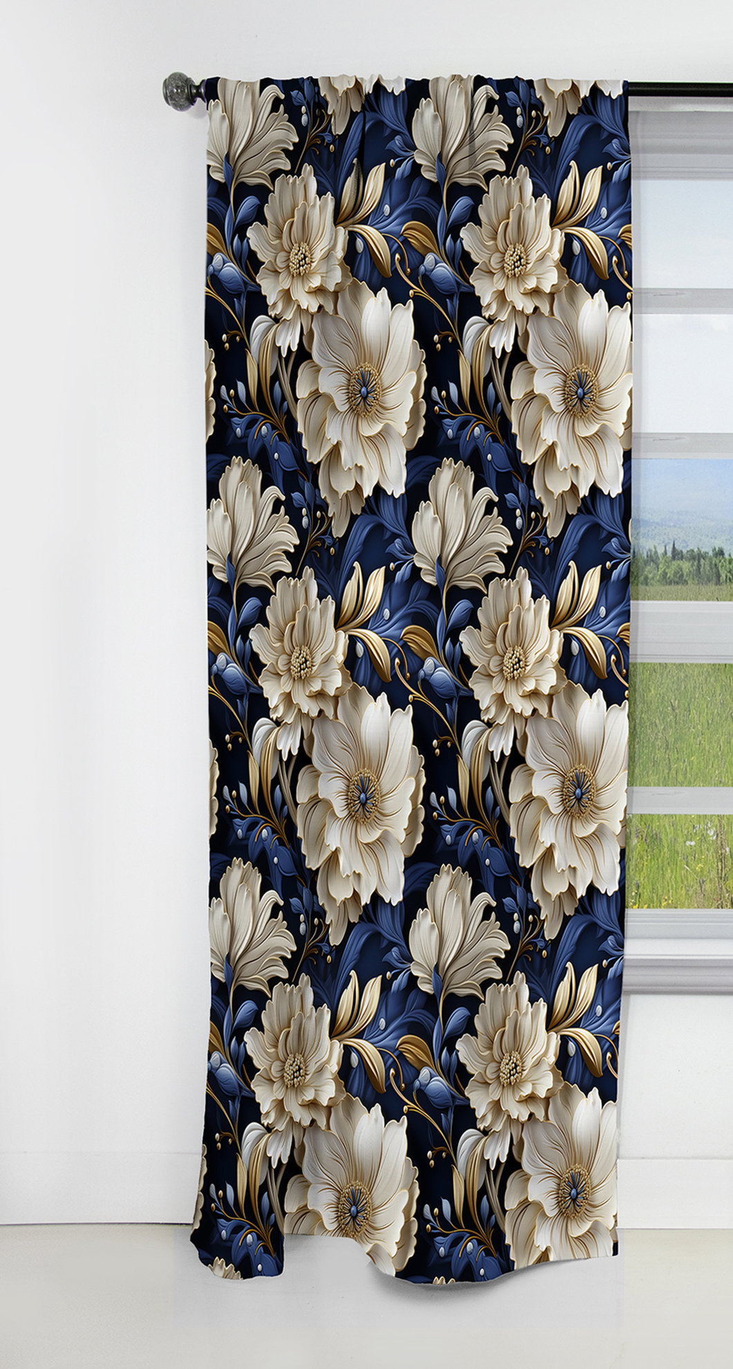 Design Art Regal Baroque Flourish Victorian Pattern X - Damask Curtain ...