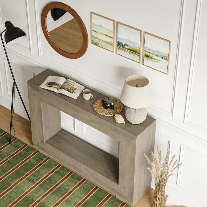 Farmhouse Rustic Wood Entryway Sofa Table with Storage, Gray