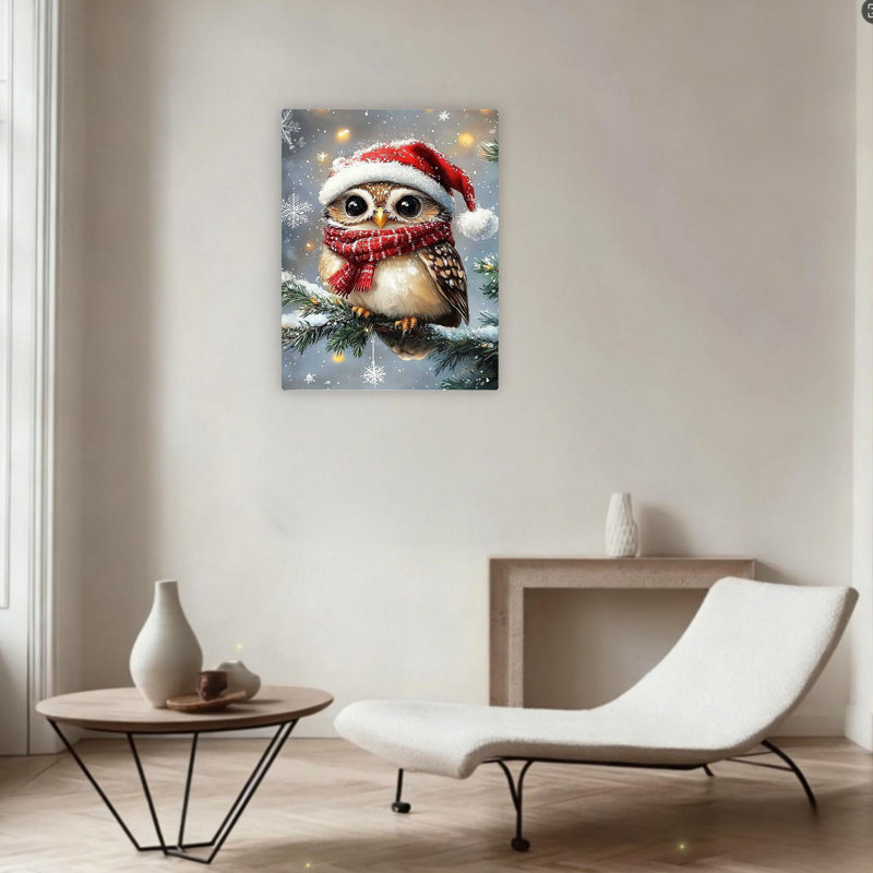 Art mural en toile 24 po x 36 po Christmas Owl