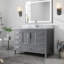Ensemble de meuble-lavabo autoportant 48 po blanc avec plateau en marbre de culture 48 po