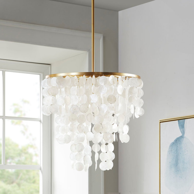 Exquisite Layered Capiz Shell Chandelier
