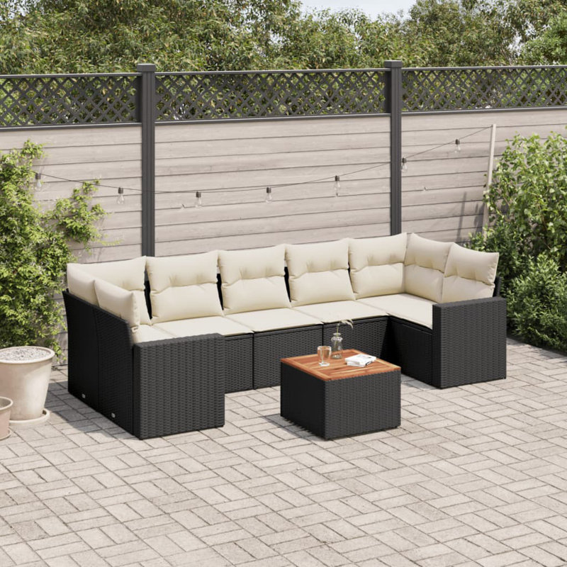 Ensemble de canapé de jardin en rotin de polyester 8 pièces Vidaxl résistant aux rayons UV