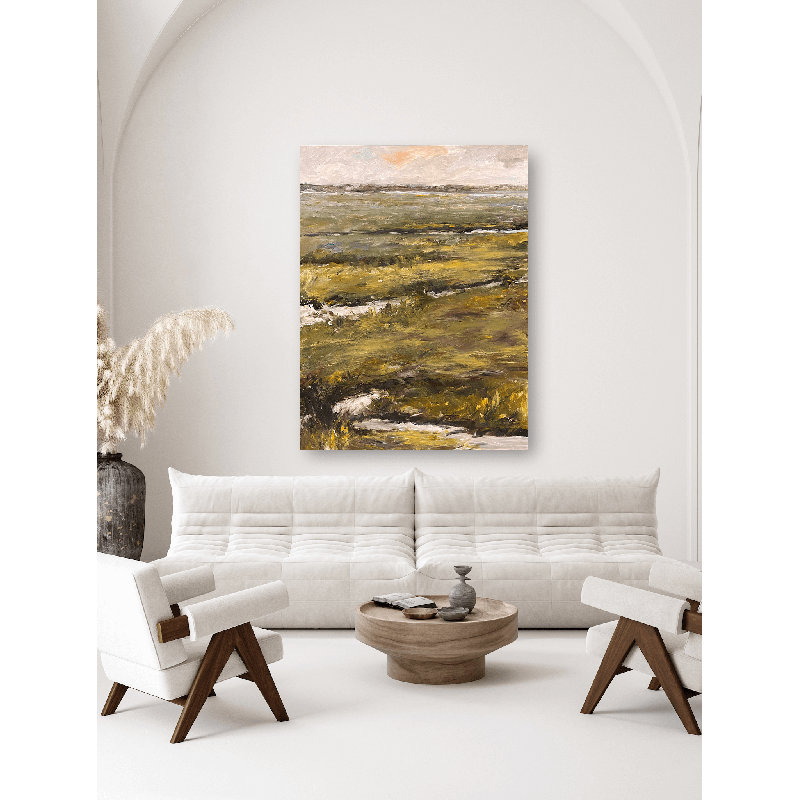 Winding Water On Giclee Canvas Hand Embellished Art, 40" H x 30" W x 1.5" D, Wrapped Canvas