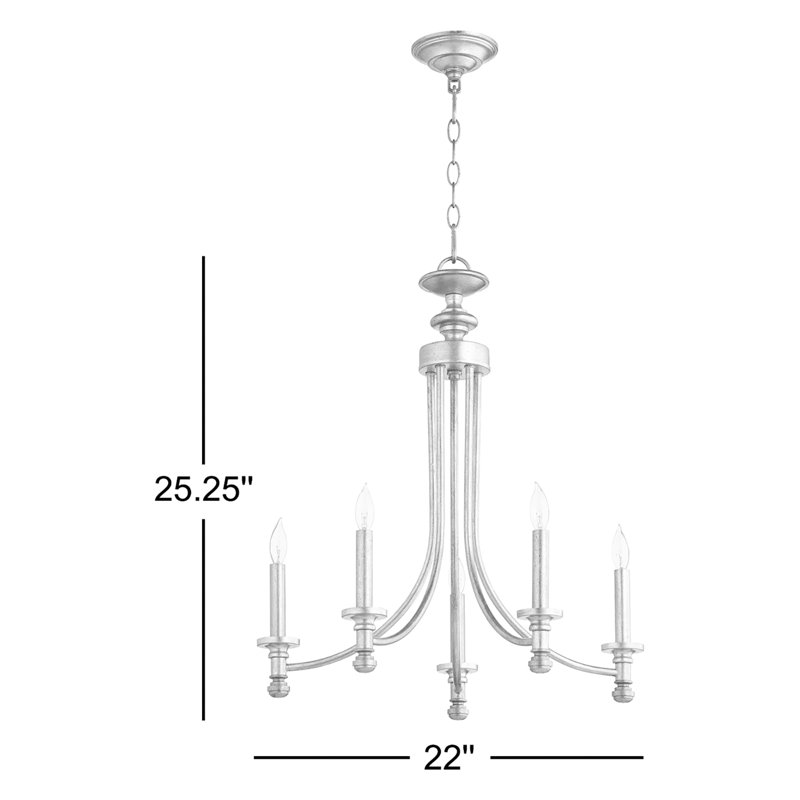 Lustre traditionnel / classique à 5 lumières de style bougie Herman, Laiton vieilli