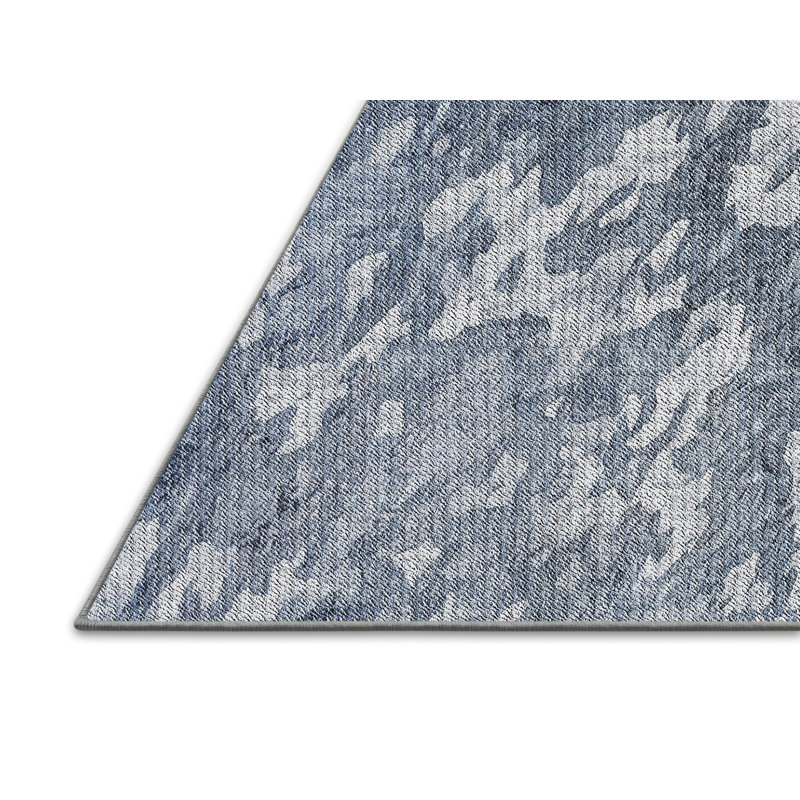 Tapis bleu tissé à la machine, Rectangle 5 pi x 7 pi