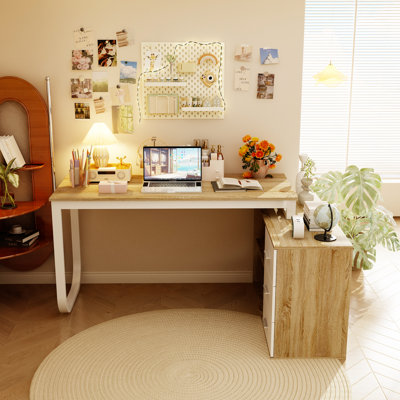 Fort Myers Reversible Multi-Functional Desk with Storage Drawers and Open Shelving
