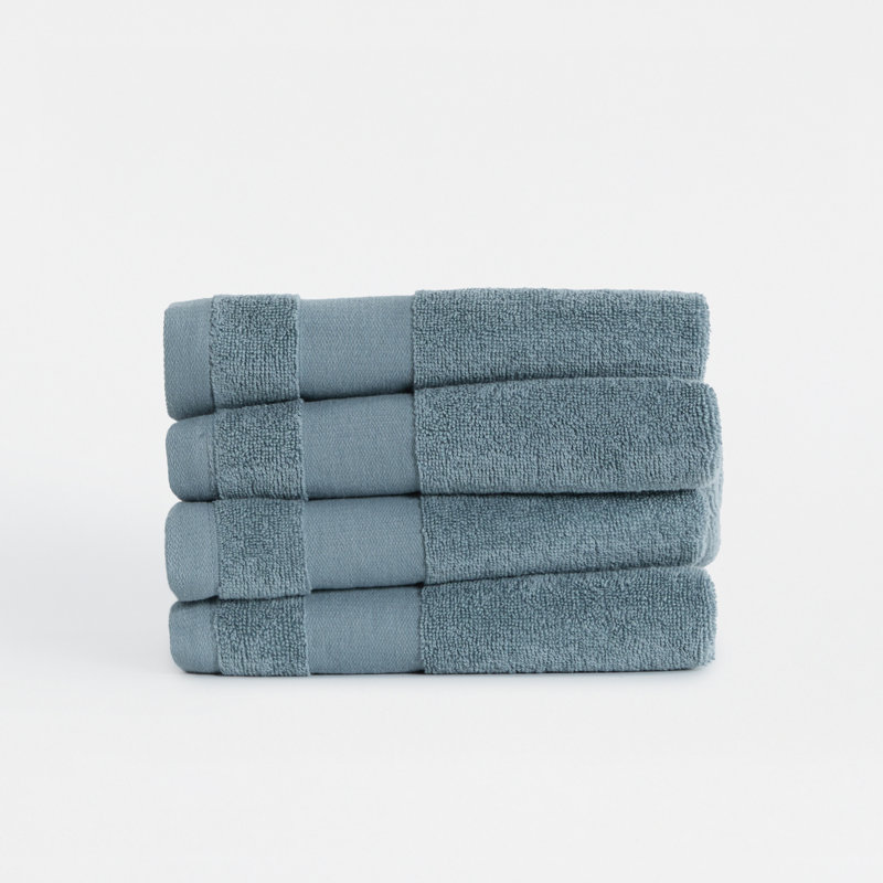 Ensemble de 4 essuie-mains 100% coton, Bleu