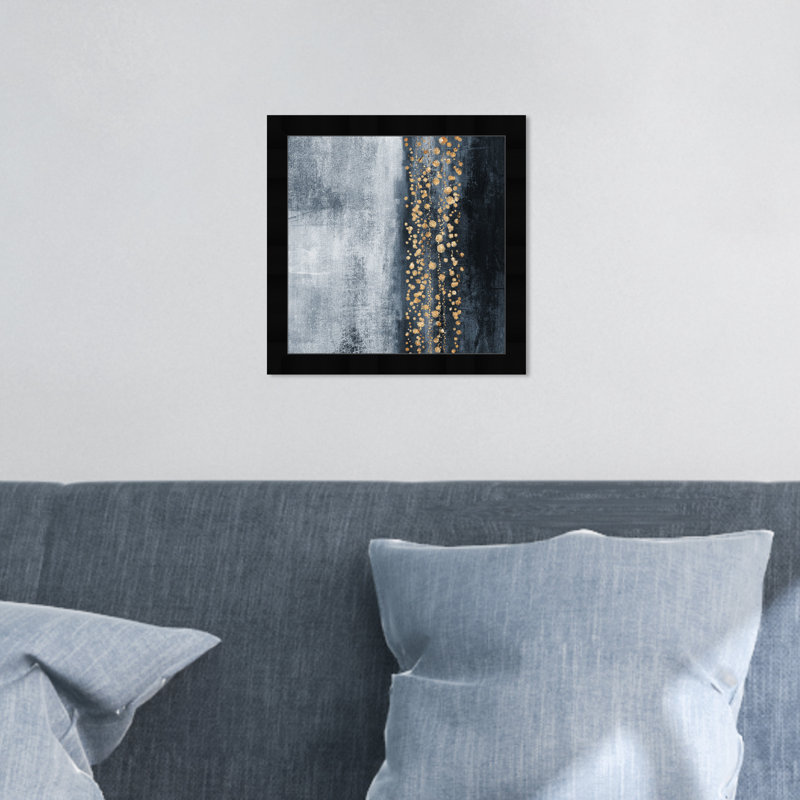 Blue Abstract " Blue Abstract Shades " by Oliver Gal, Black Framed, 14" H x 14" W