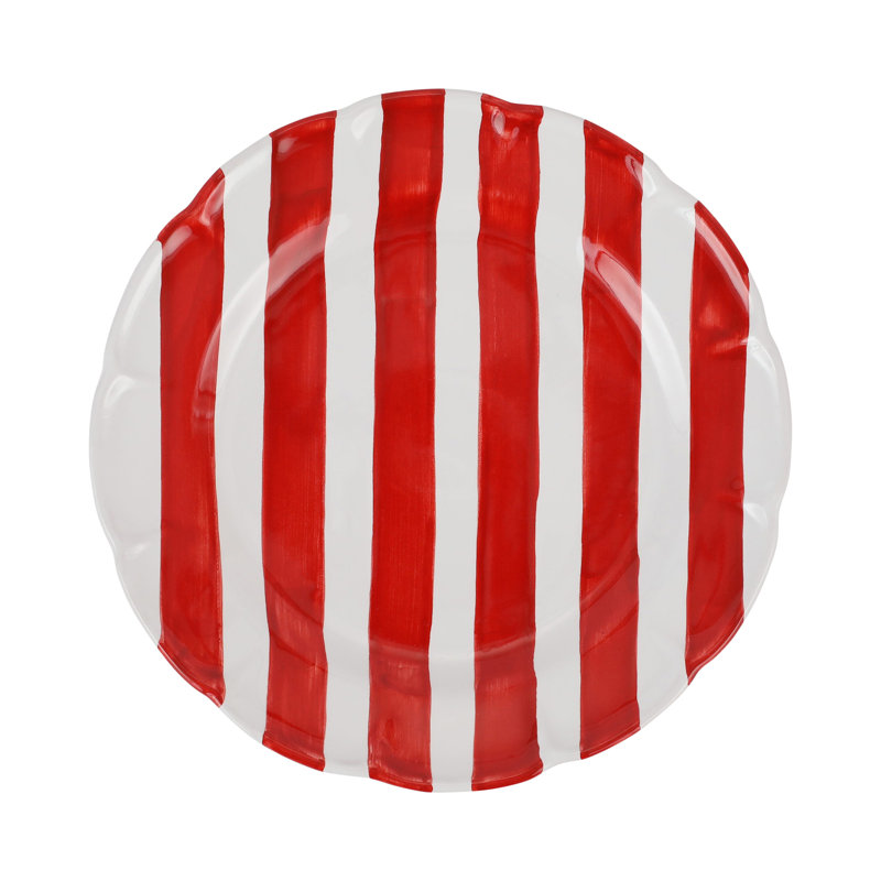 Amalfitana Stripe Dinner Plate, Red