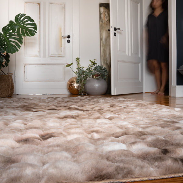 Camouflage Abstract Hand Tufted Area Rug, Taupe, Rectangular 40 x 60cm