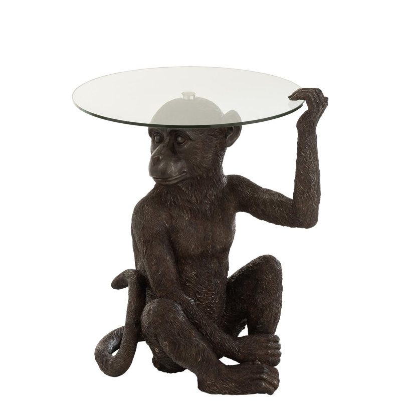 Whitcomb Glass Top Figurine Round Side Table