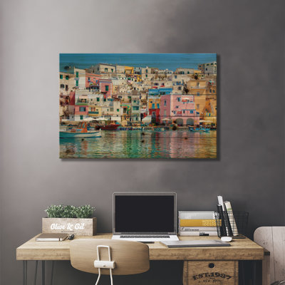 Marina Corricella II, île de Procida, golfe de Naples, région de Campanie, Italie par Panoramic Images - non encadrée, impression sur bois