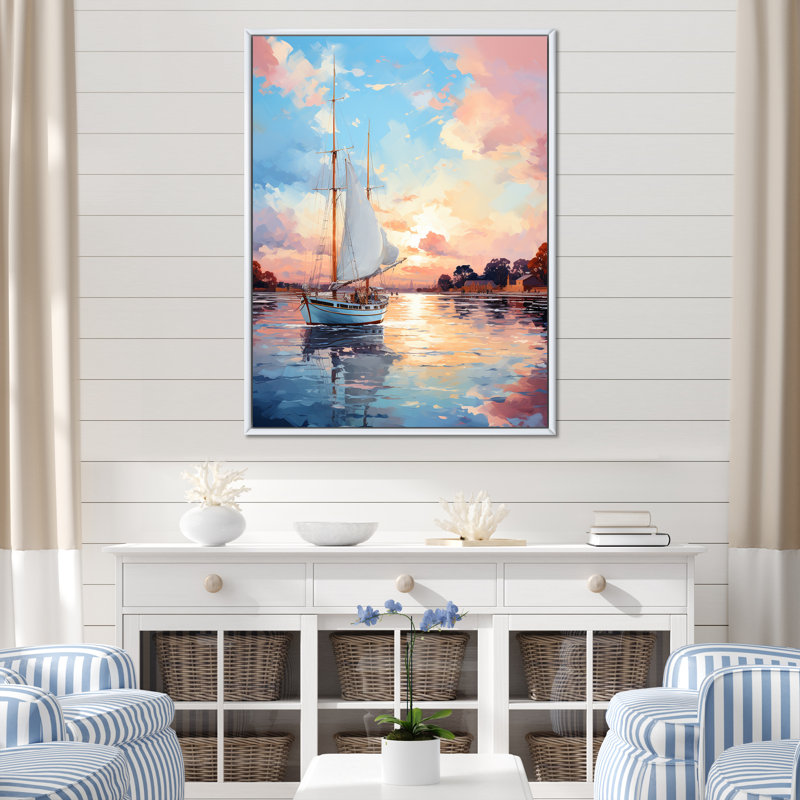 Port Port tranquille - impression, H 40 po x l 30 po x P 1,5 po, Cadre flottant blanc