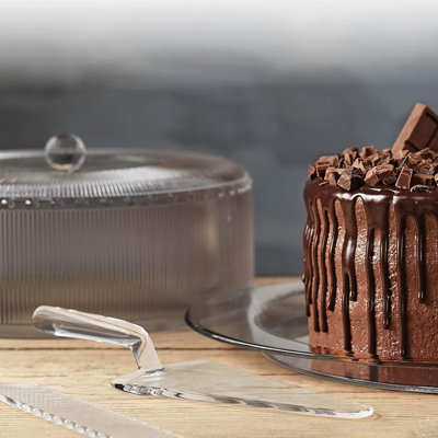 Ribbed Clear Acrylic 4 Pc Cake Set