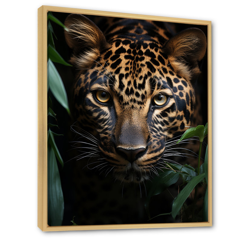 «Leopard Silent Stalk I», art sur toile léopard, H 44 po x l 34 po x P 1,5 po, Cadre naturel flottant