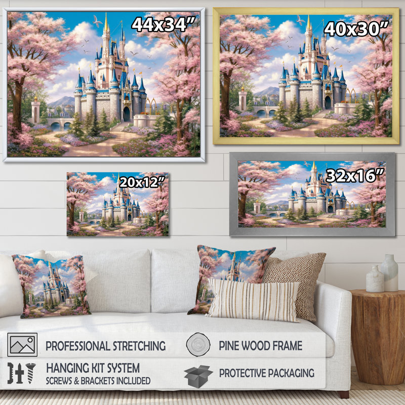 «Enchantment Of Castles - Castles», reproduction sur toile encadrée, H 30 po x l 40 po x P 1,5 po, Encadrement doré