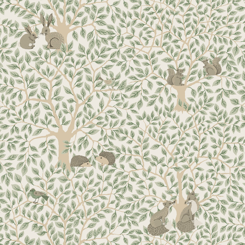 Crase 10.05m x 53cm Matte Paste the Wall Wallpaper Roll, Off White/Green