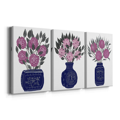 Vase peint I - Toile tendue sur mesure - 3 pièces