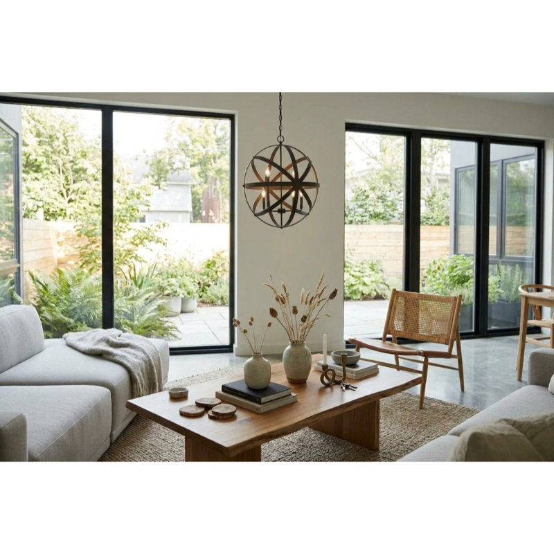 Modern 4 Light Black Sphere Chandelier
