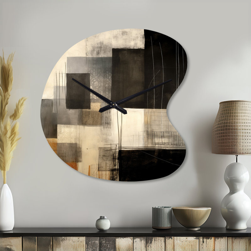 Horloge murale noire de style Mid-Century Fusion II - Mid-Century, Grand