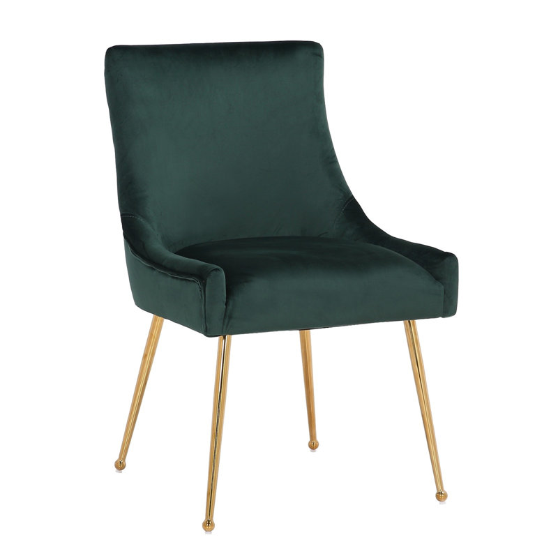 Chaise d'appoint en velours et acier inoxydable, Vert