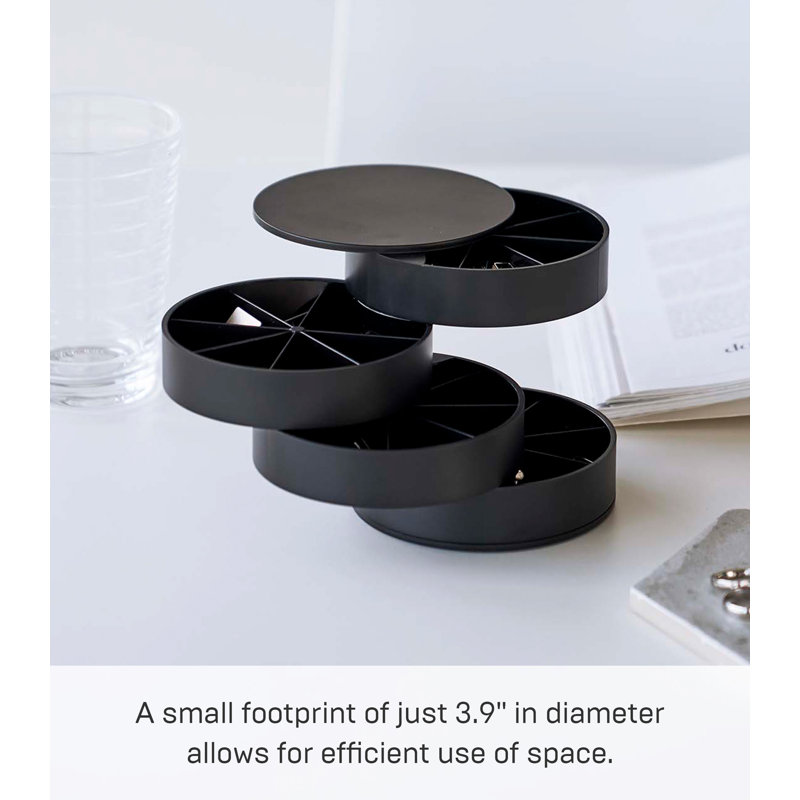 Tower Stacked Plastic Jewellery Organizer Tray, Black