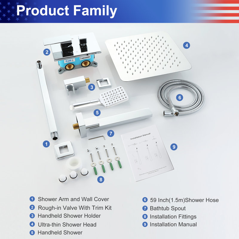 All-In-One Kit with Rough in-Valve, Chrome