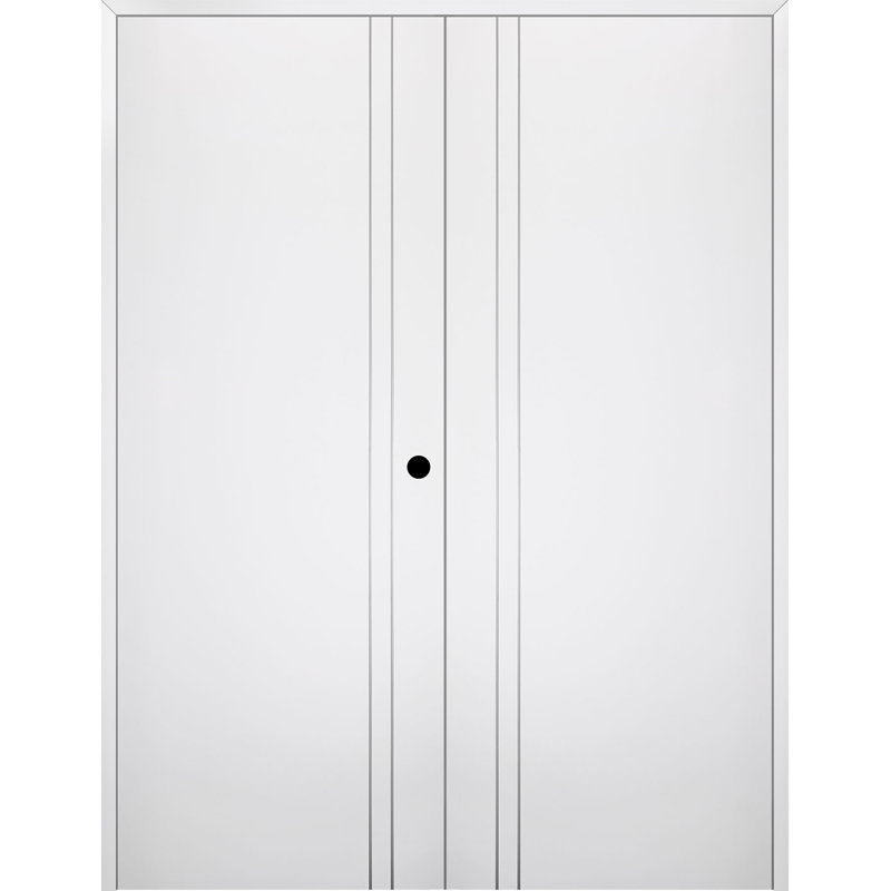 Porte double à panneaux Optima 2V, 55,5 po x 79,37 po, Blanc neige, À gauche