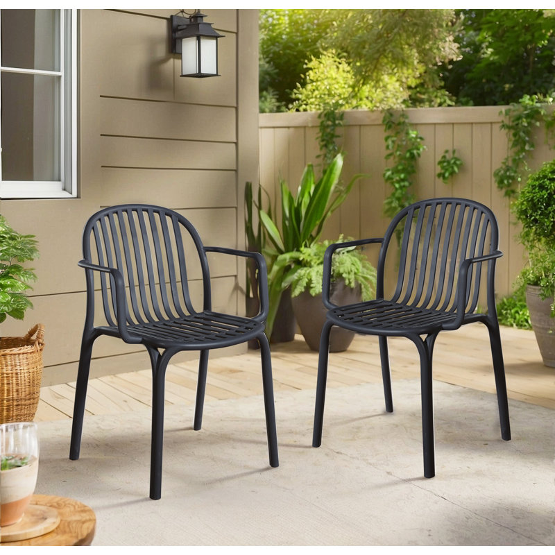 Kimbler Stacking Patio Dining Armchair, Black