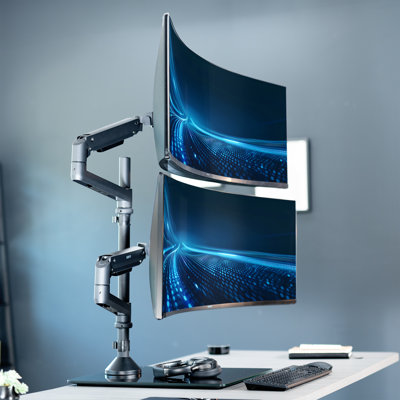 Vivo Pneumatic Dual Ultrawide Monitor Desk Stand, Up To 49 Inch Computer Screens
