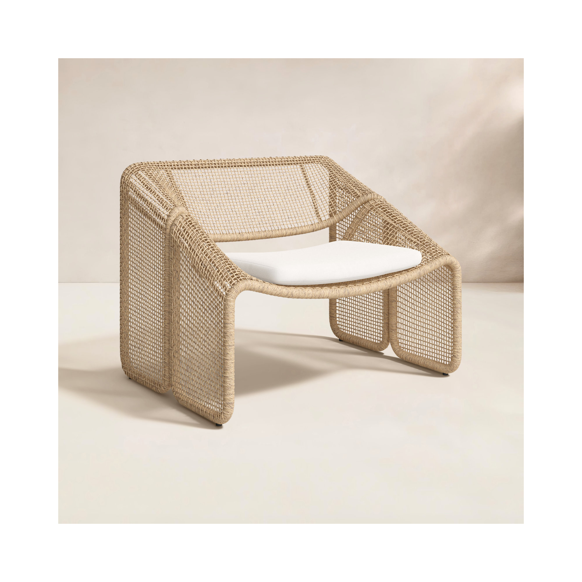 Aliza Wicker Outdoor Lounge Chair, Venao Ivory/Faux Hyacinth