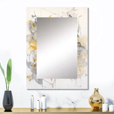 Jaune jaune marbre symphonie I - miroir mural abstrait, miroir décoratif moderne, impression d'art en métal