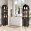 Armoire de cuisine Farmhouse avec tablettes ouvertes et réglables, tiroir caché et porte vitrée-889565636