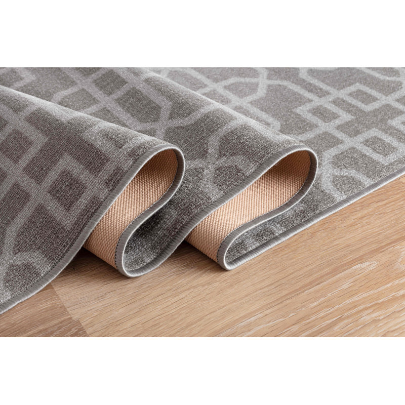 Faiqah Non-Slip Geometric Indoor Doormat, Rectangle 57 x 90cm , Dark Grey