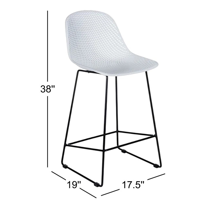 Madi Outdoor Bar Stool, 25.5" H , White