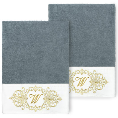 Linum Home Textiles 100% Turkish Cotton MONICA 2PC Embellished Bath Towel Set