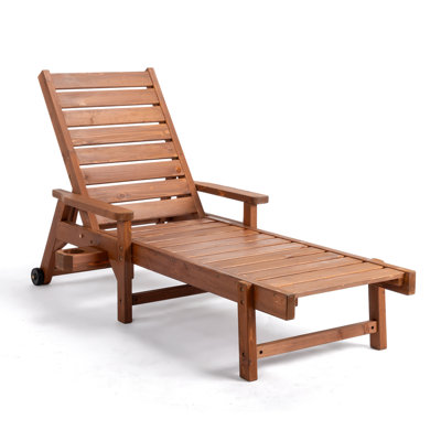 Méridienne de patio en bois brun avec réceptacle
