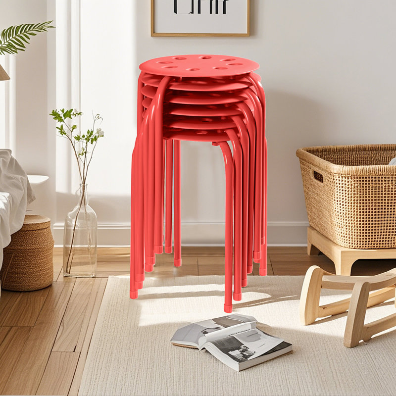 Eustis Steel Accent Stool, Red