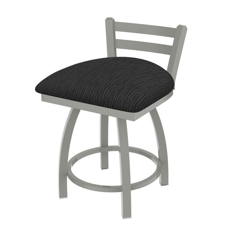 Tabouret de coiffeuse Jackie, Nickel anodisé, Tissu graphique charbon