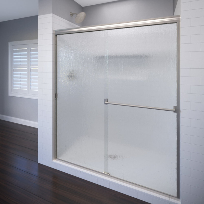 Classic 44 W x 70 H Bypass Frameless Shower Door, Oil Rubbed Bronze, Rain