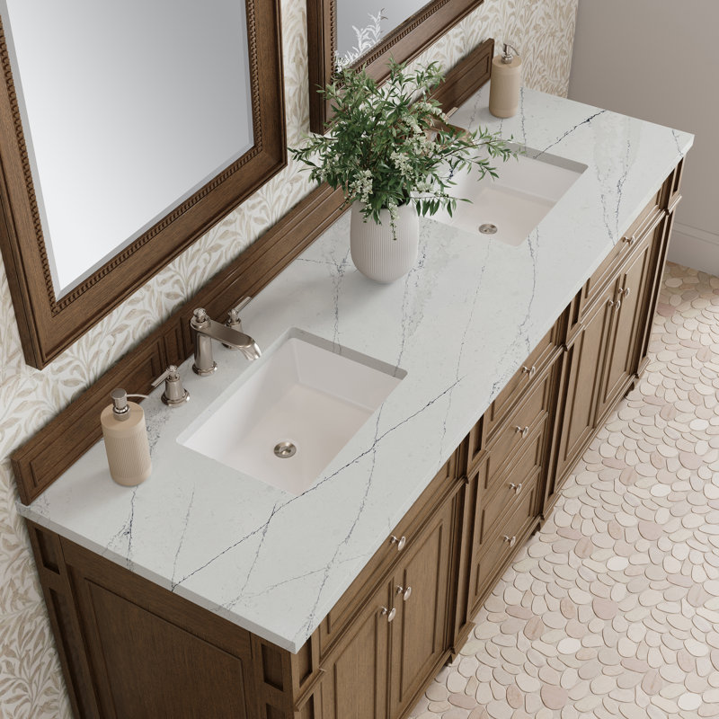 Meuble-lavabo double l 72 po Bristol, Brun selle, Noctis éthéré, 8 po