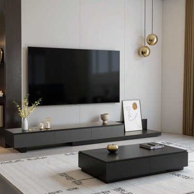 Carmavy 74.87" W Manufactured Wood Extendable TV Stand with Open Shelf 
