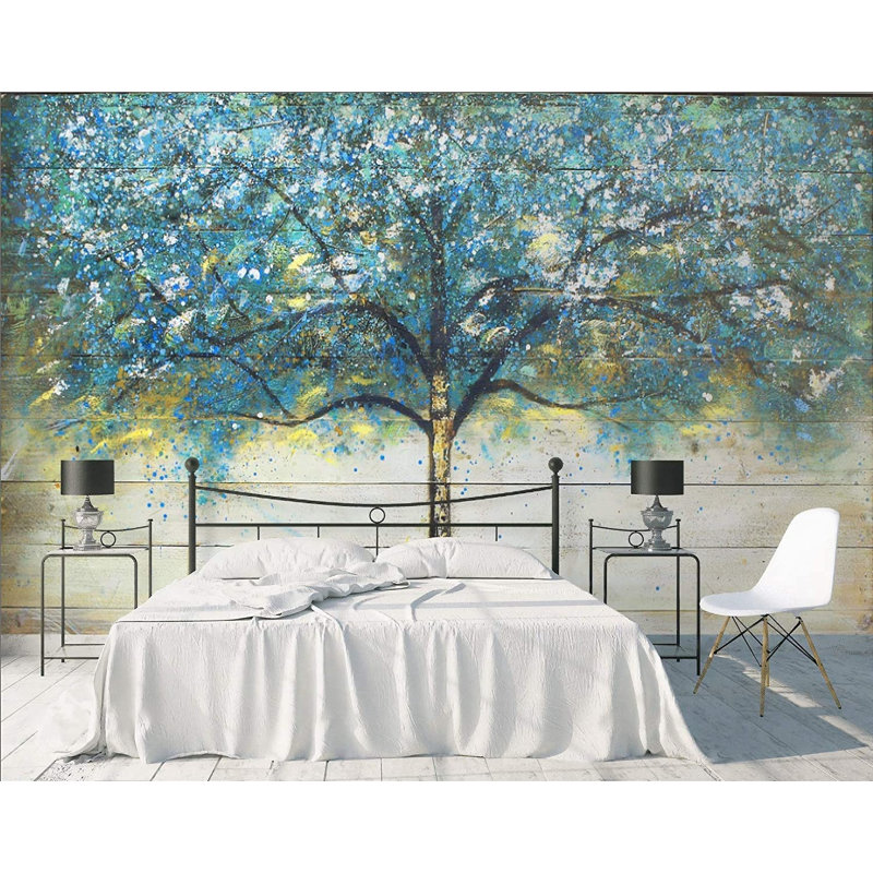 Papier peint amovible à l'huile et branches colorées, L 48,96 po x l 75 po