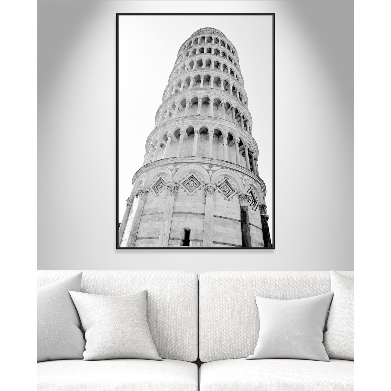 Iconic City Collection "Pisa" Print by Natalie Carpentieri, Black Floater Frame, No, 61.5" H x 41.5" W x 2" D