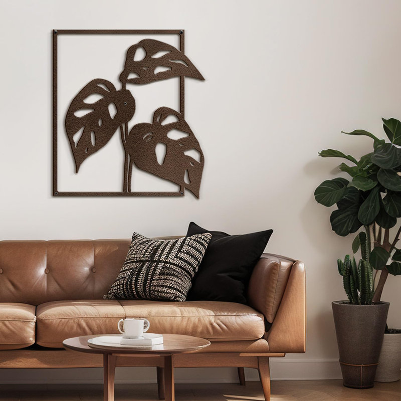 Décoration murale en métal décorative abstraite murale, Brun, H 30 po x l 26,79 po x P 0,05 po