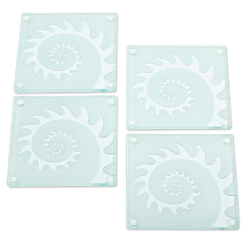 Glass Square 4 Piece Coaster Set