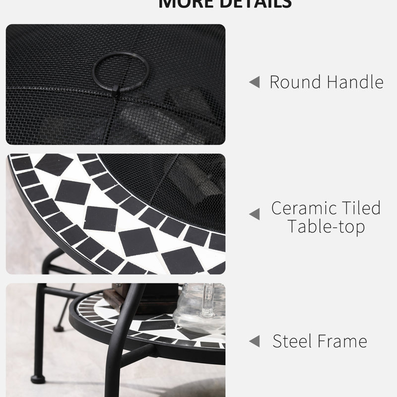 30" Fire Pit Dining Table For Outdoor 31 - Wood Burning Bowl, Patio Ice Bucket, Storage Shelf Unbeatable Bbq, Bonfire, Camping Adventures With Function Burning, Fascinating Moments